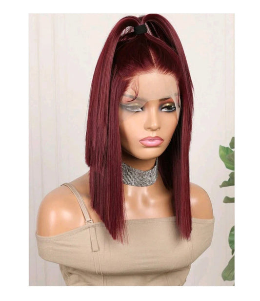 ✨ Bold Burgundy Lace Front Wig - Stunning Human Blend ✨