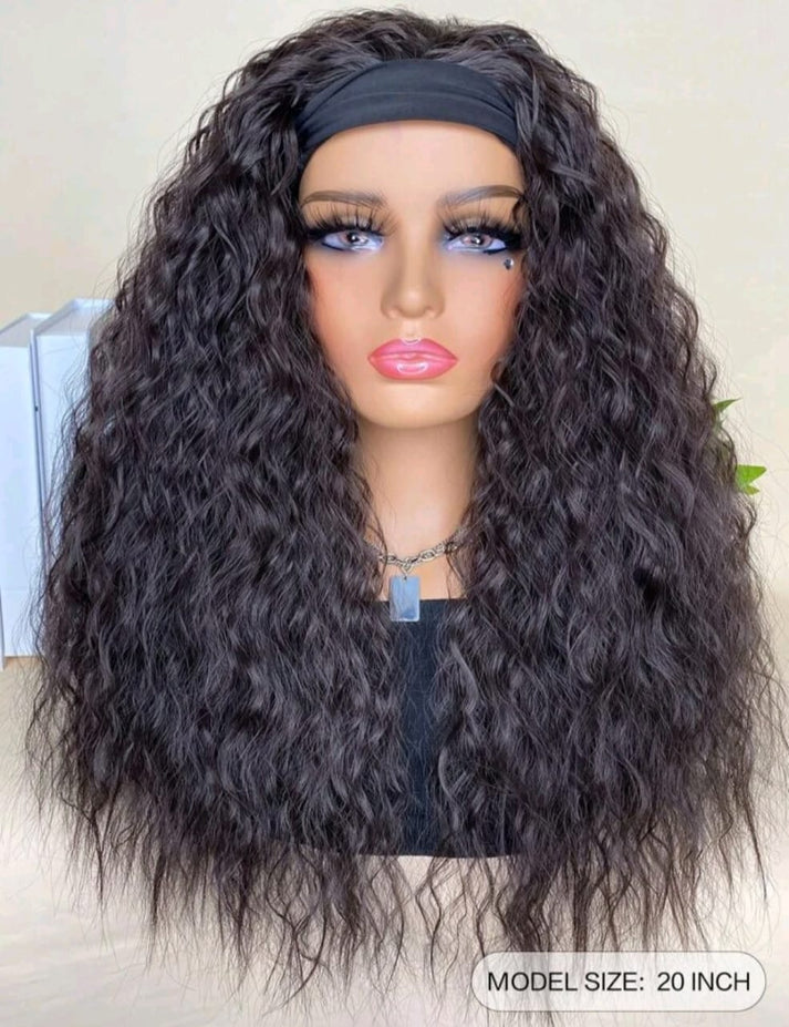 ✨ Dark Brown Headband Wig - Human Blend ✨