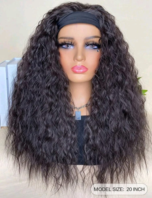 ✨ Dark Brown Headband Wig - Human Blend ✨