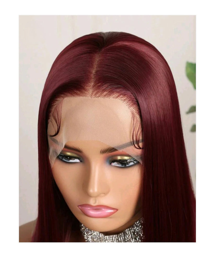 ✨ Bold Burgundy Lace Front Wig - Stunning Human Blend ✨
