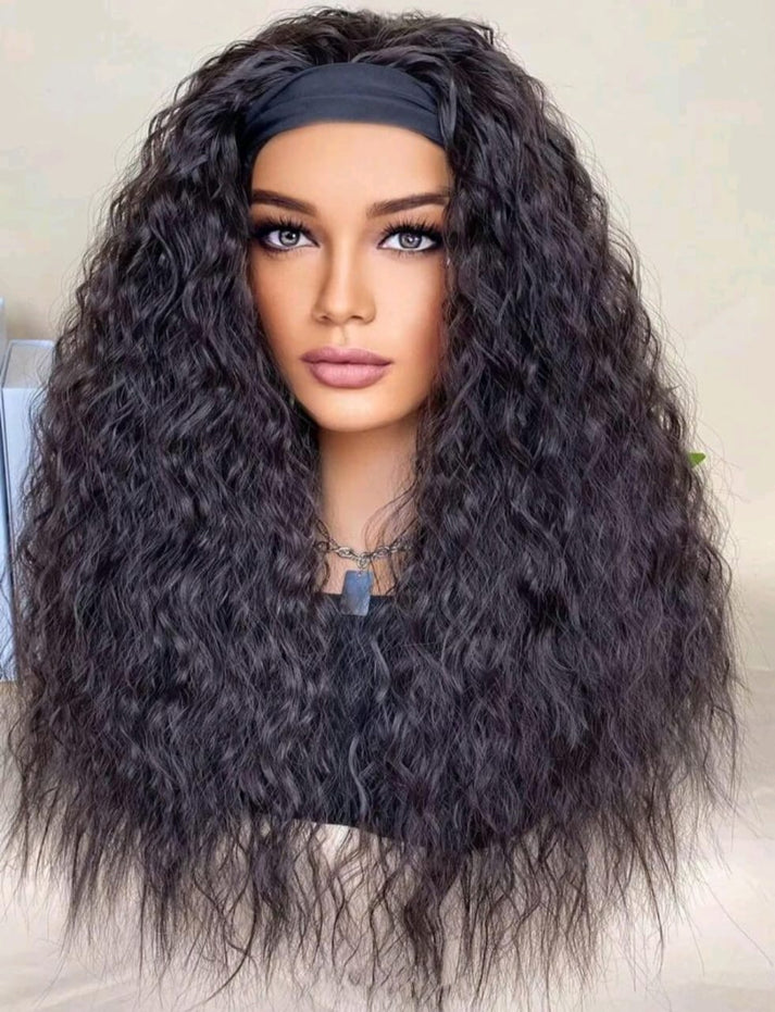 ✨ Dark Brown Headband Wig - Human Blend ✨