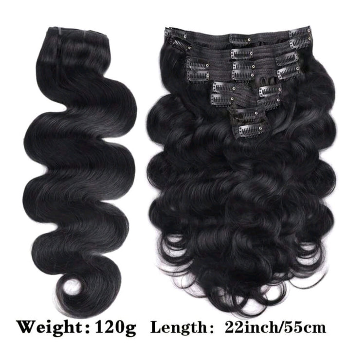 ✨ Luxury Black Wave Clip-In Human Hair Extensions - Instant Length & Volume