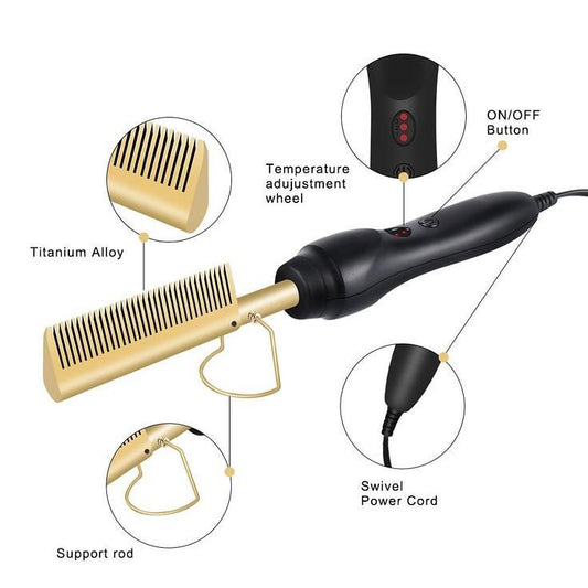 Hot Comb Hair Straightener Heat  Pressing Comb