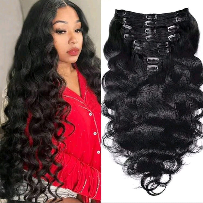 ✨ Luxury Black Wave Clip-In Human Hair Extensions - Instant Length & Volume